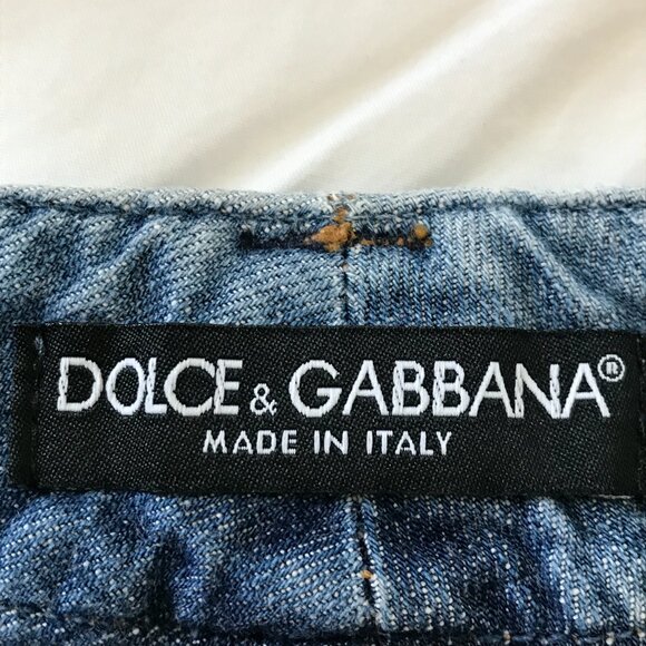 Dolce & Gabbana Denim Mini Skirt Women size 40 Blue Distressed Buckle Accent - Picture 3 of 11